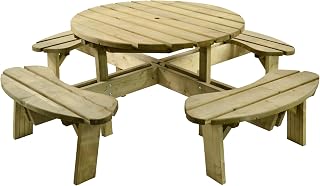 BrackenStyle Aberdeen Picnic Table – Durable Heavy Duty Round Pub Table – Suitable for 8 People 2.15M Diameter