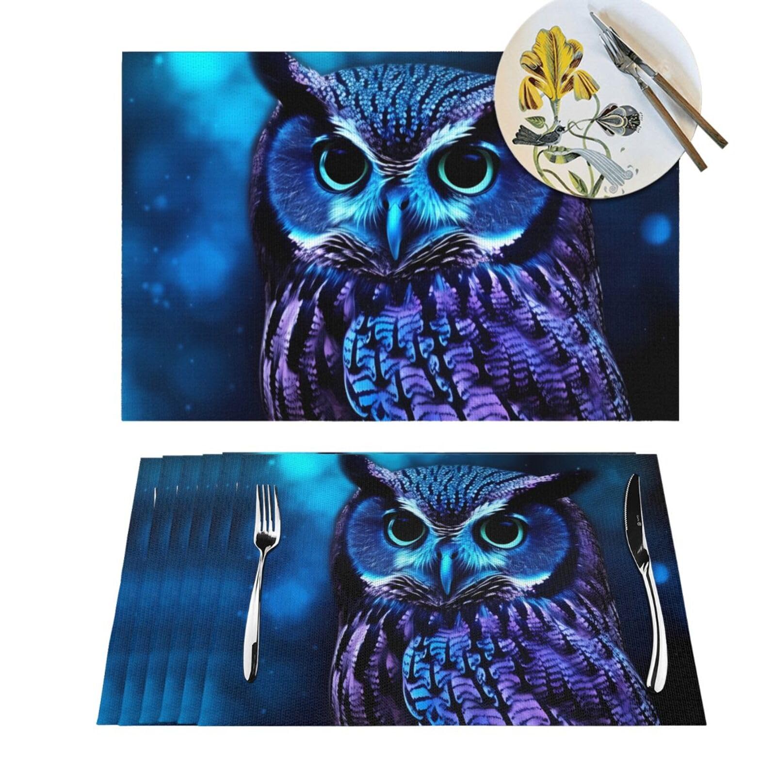 Sets de table en PVC antidérapants bleu rectangulaires lavables anti-tache de 45x30 cm