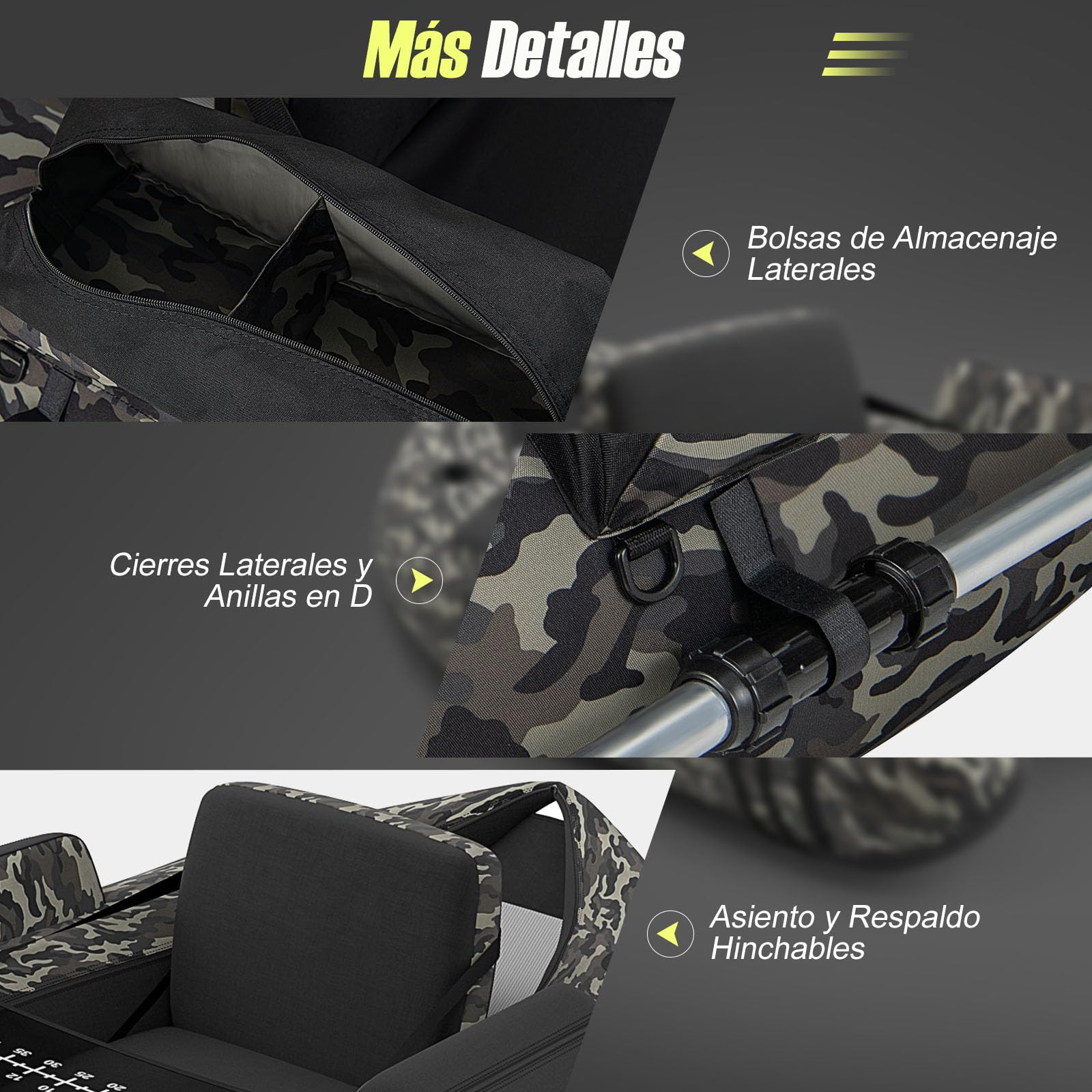 GOPLUS Barca Hinchable para Pesca, Barco Inflable con Portacaña, Remo de Aluminio, Bomba sin Motor,Respaldo Ajustable， Bote Hinchable para Adults, Carga 150 kg
