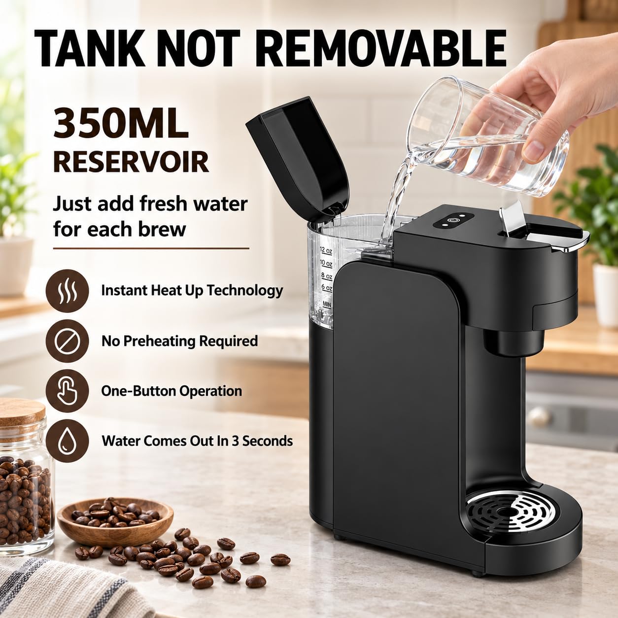 Macchina per caffè monodose, 2 in 1 per caffè a capsule e macinato.