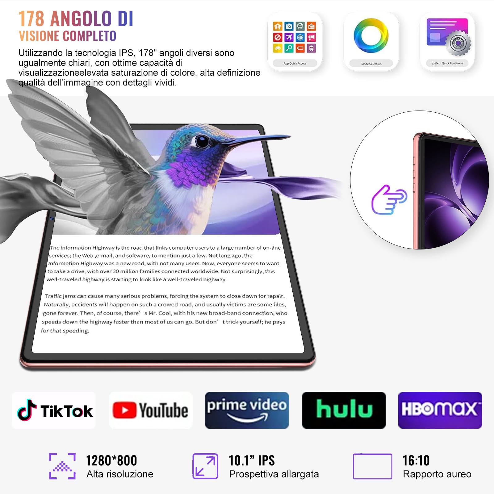 Gemini AI Android 15 Tablet 10 Pulgadas , 64GB ROM + 2TB TF, , Octa-Core, 5G WiFi 6, Widevine L1, GMS, Bluetooth 5.0, 5MP+ 8MP, 3.5mm Audio, 1280 * 800 FHD IPS, 2026 Tablet con Teclado y Ratón - Rosa