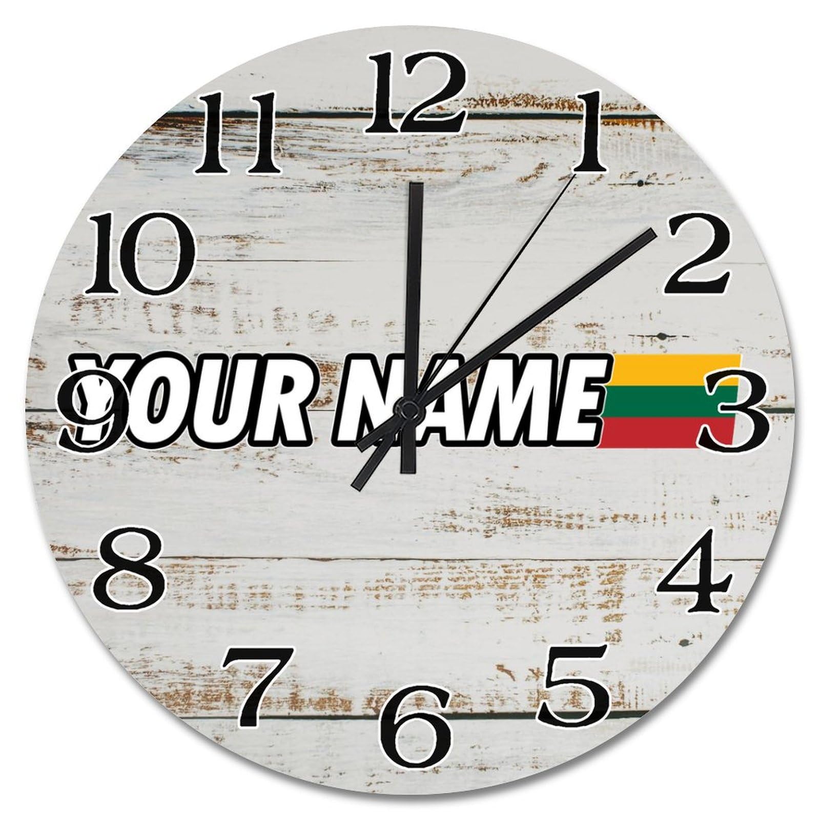 Horloge murale Lituanie style ferme vintage silencieuse à piles 38 cm