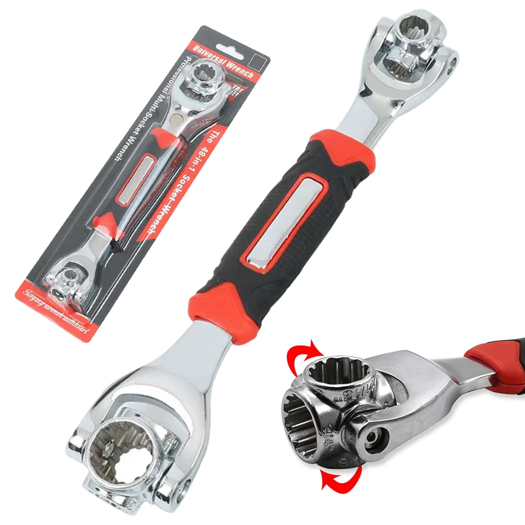 Clé à douille outil universel 52 en 1 multi-empreintes à tête rotative 360 degrés
