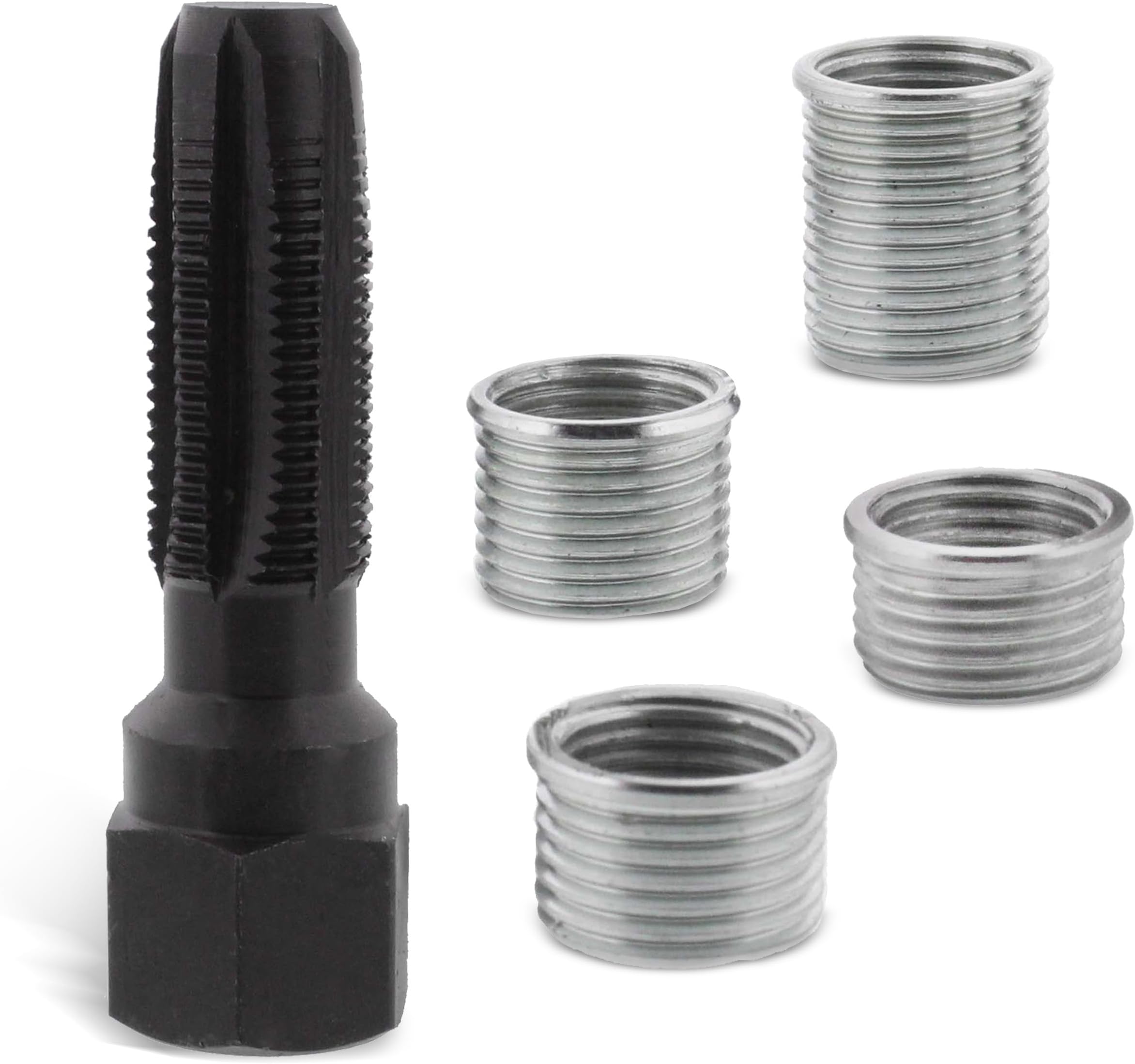 ABN Spark Plug Thread Repair Kit, 14mm Reamer Cylinder Thread Repair Tool & Thread Insert – Spark Plug Rethreader Kit