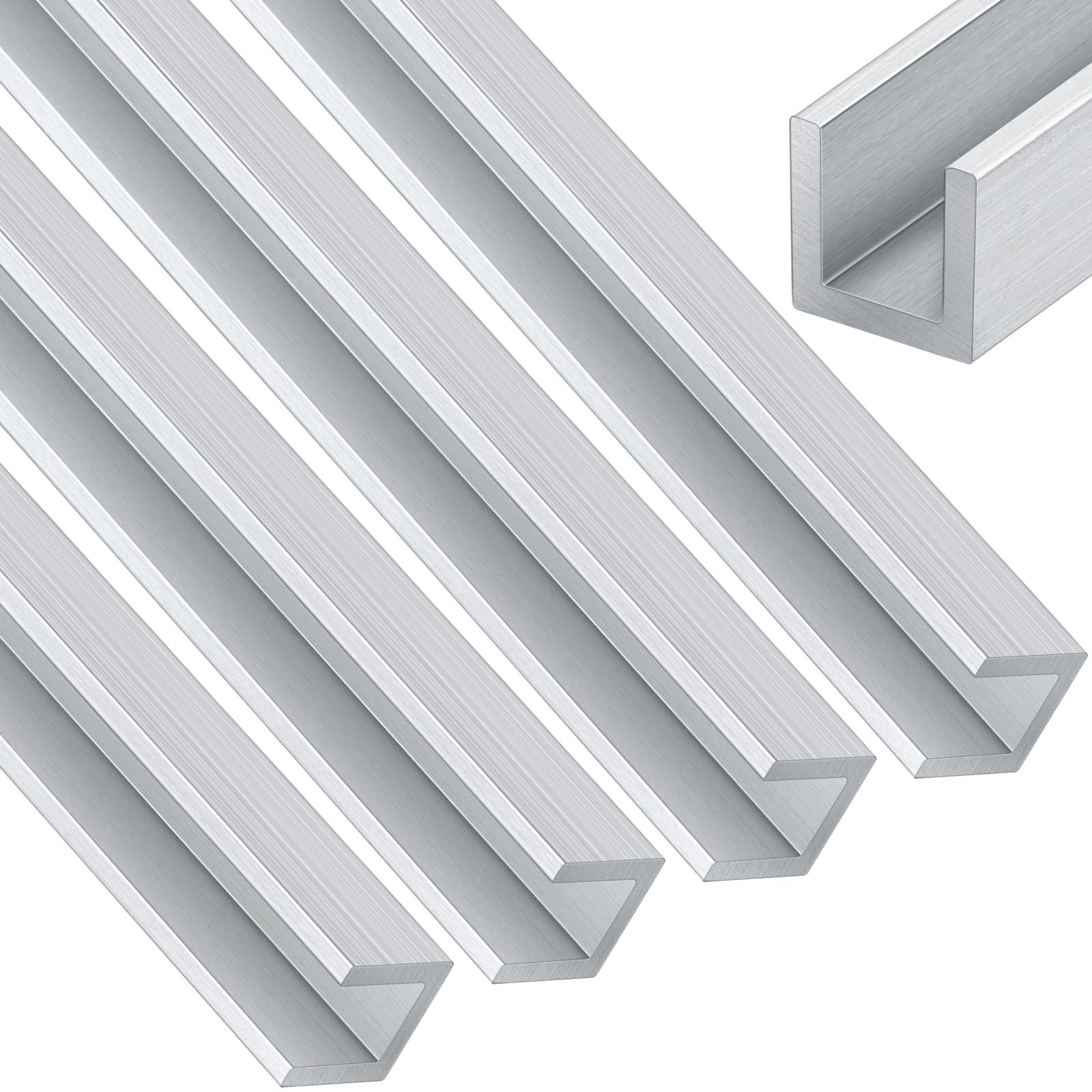 Aluminum C Channels - 4ft, 1/4" U Channel -7