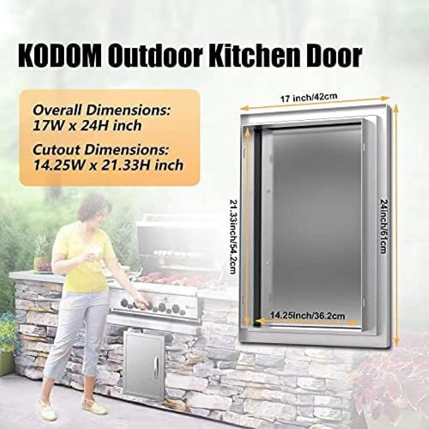 Outdoor Kitchen Doors BBQ Access Door Wall Construction Double Door Flush Mount for BBQ Island, Grilling Station, Outside Cabinet
