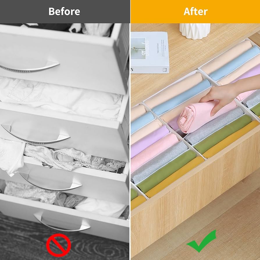 【draw drawers】Leotard Pile T-shirts Amazon.com: Remittur 4 Packs T-shirt Drawer Organizers for