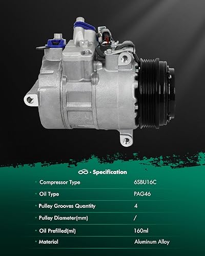 Miniatura 8 de SCITOO Compresor de CA para 2012-2015 para Mercedes-Benz C250 1.8L para C300 3.5L para ML350 3.5L para SLK250 1.8L CO 11480C