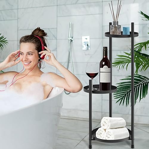 Miniatura 7 de Soporte alto para plantas de 3 niveles, soporte de esquina de metal negro para múltiples plantas de interior, soportes para macetas al aire libre,