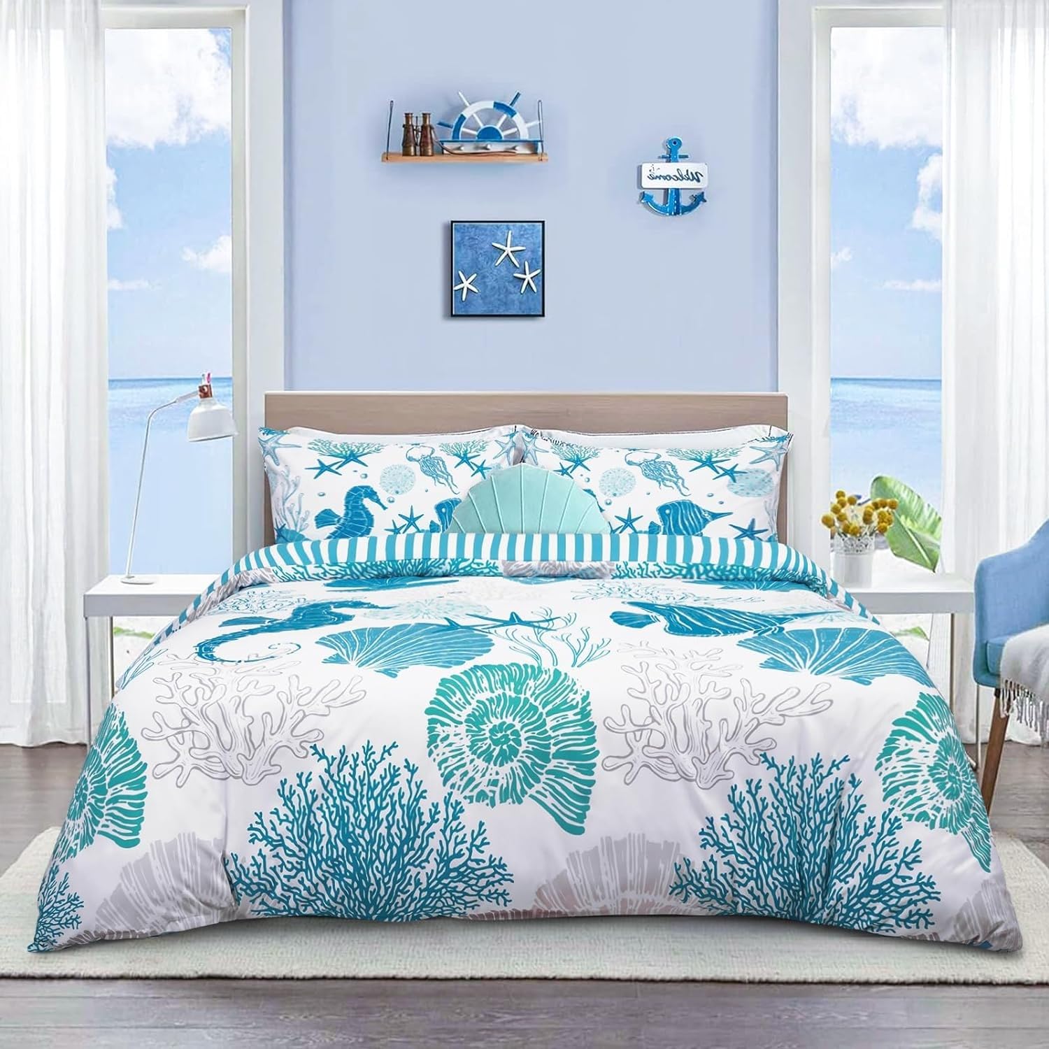 Parure de lit 220x240 adulte microfibre douce anti-plis avec housse de couette zippée