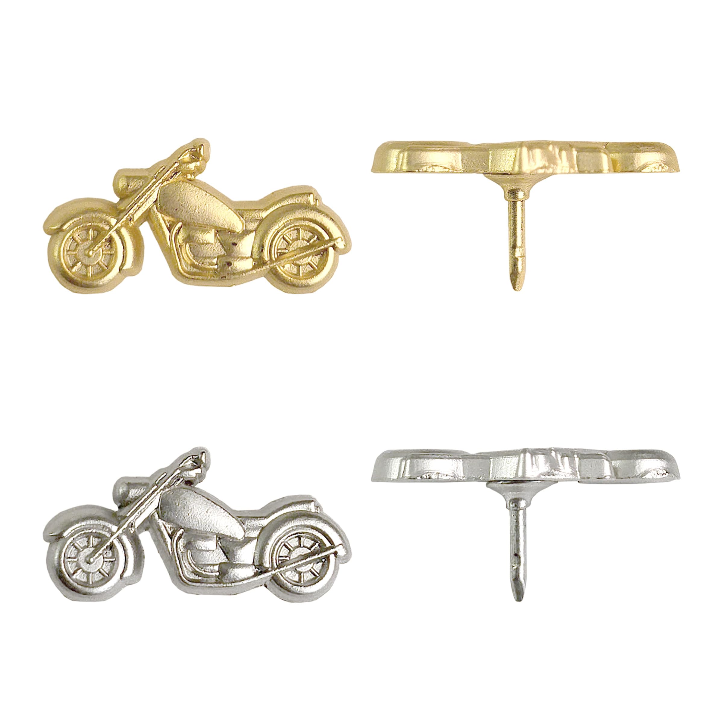 Motorrad-Pinnnadeln – Gold Metall Motorrad Pins – für Korktafel, Karten oder Anstecknadeln – entworfen in den USA – 20 Stück