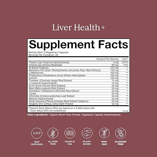 Miniatura 4 de CYMBIOTIKA Suplemento hepático con vitaminas y hierbas para apoyo hepático, salud, limpieza y reparación, ayuda al metabolismo y la digestión, sin