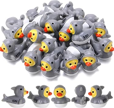 60 Pcs Shark Ducks Toy Figures, Mini Shark Resin Ducks Bulk