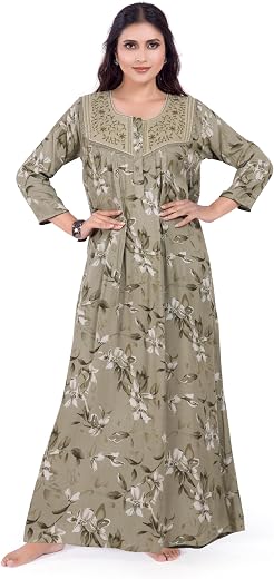 BellaMora Nighty| Full Sleeve Nighty for Women| Nighty for Women Stylish| Night Gown for Women Stylish| Airy Alpine Fabri...