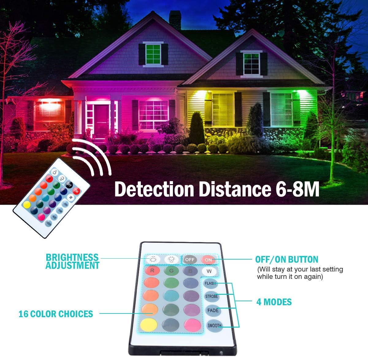 Lowest Price 100W RGB LED Flood Lights, T-SUNUS Colour Changing LED Security Garden Light with Remote Control, 16 Colors & 4 Modes, Waterproof Floodlight with US Plug & Remote Control, Pack of 2