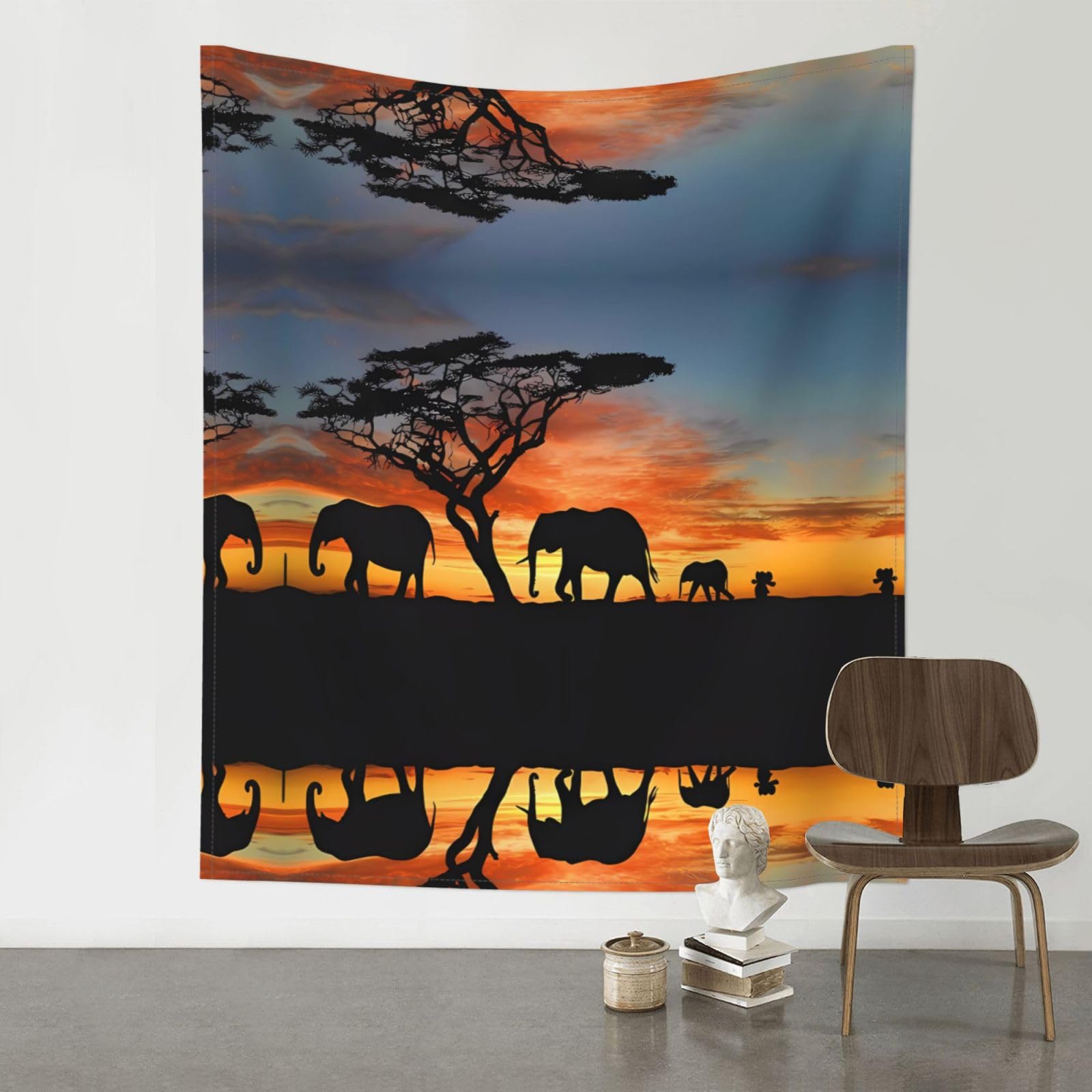 YYHHAOFA African Elephant Prints Wall Tapestry 60x51in – Boho Chic Dorm Decor, Beach Throw, & Versatile Home Accent