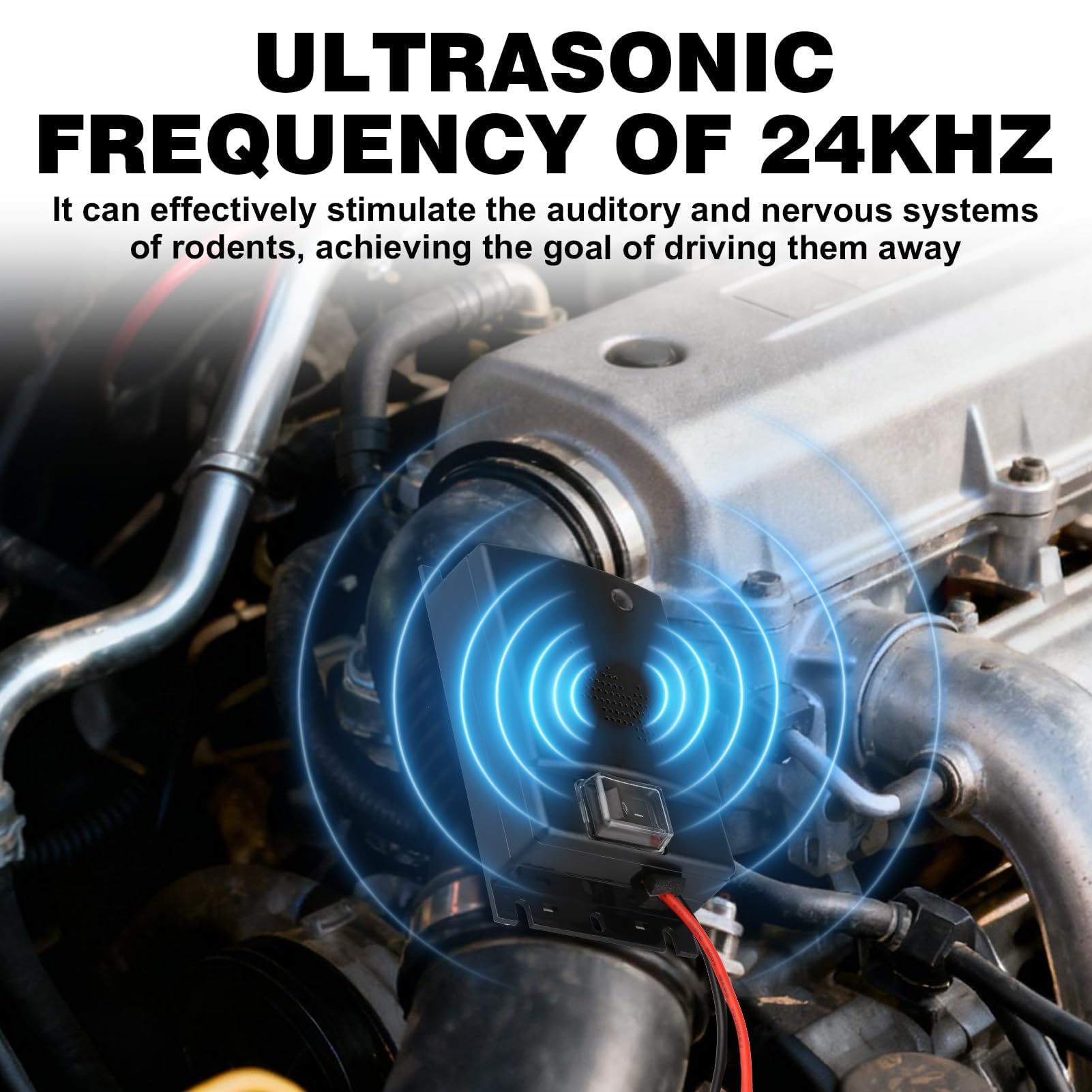 Repellente Ultrasuoni Topi per Auto 12V Martora per Auto con Ultrasuoni 12-24KHz Repellente Topi per Autos a Doppia Azione con LED Alimentazione a Batteria Veicolo Cavo da 50cm per Motore e Van