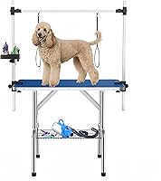 Baohe DC 46" Stainless Steel Dog Grooming Table - Adjustable Height, Foldable Portable with Storage & Restraints for All Dogs