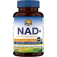 Vitalitown 5 in 1 NAD+, NMN Supplement Alternatives, Nicotinamide Riboside NR, Trans-Resveratrol, Quercetin, Niacinamide, L-Tryptophan, for Cellular Energy, Heart, Skin, 90 Veggie Capsules