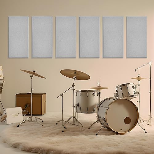 6 paneles acústicos, grandes paneles de pared insonorizados, paneles profesionales de fibra de vidrio que absorben el sonido, paneles de espuma a