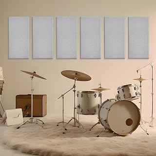 6 PCS Acoustic Panels, Large Soundproof Wall Panels, Professional Fiberglass Sound Absorbing Panels, 23.6x11.8 Inches Sound Proof Foam Panels for Walls, Studio Home Offices(Grey)