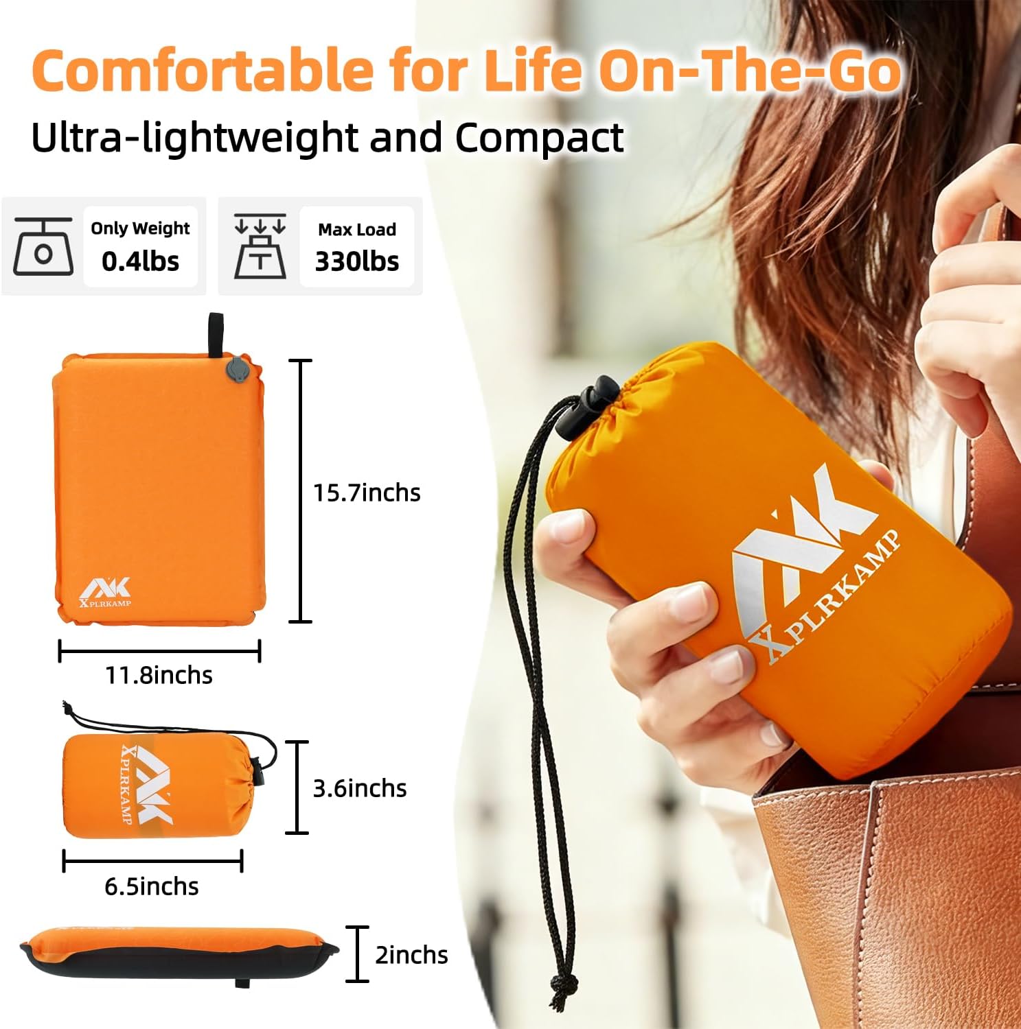 Inflatable Seat Cushion,Self-Inflating Portable Travel Airplane Stadium Seat Cushion for Airplane Long Flight,Compact Lightweight Memory Foam Travel SeatCushion Pad for Bleacher Camping Outdoor Office