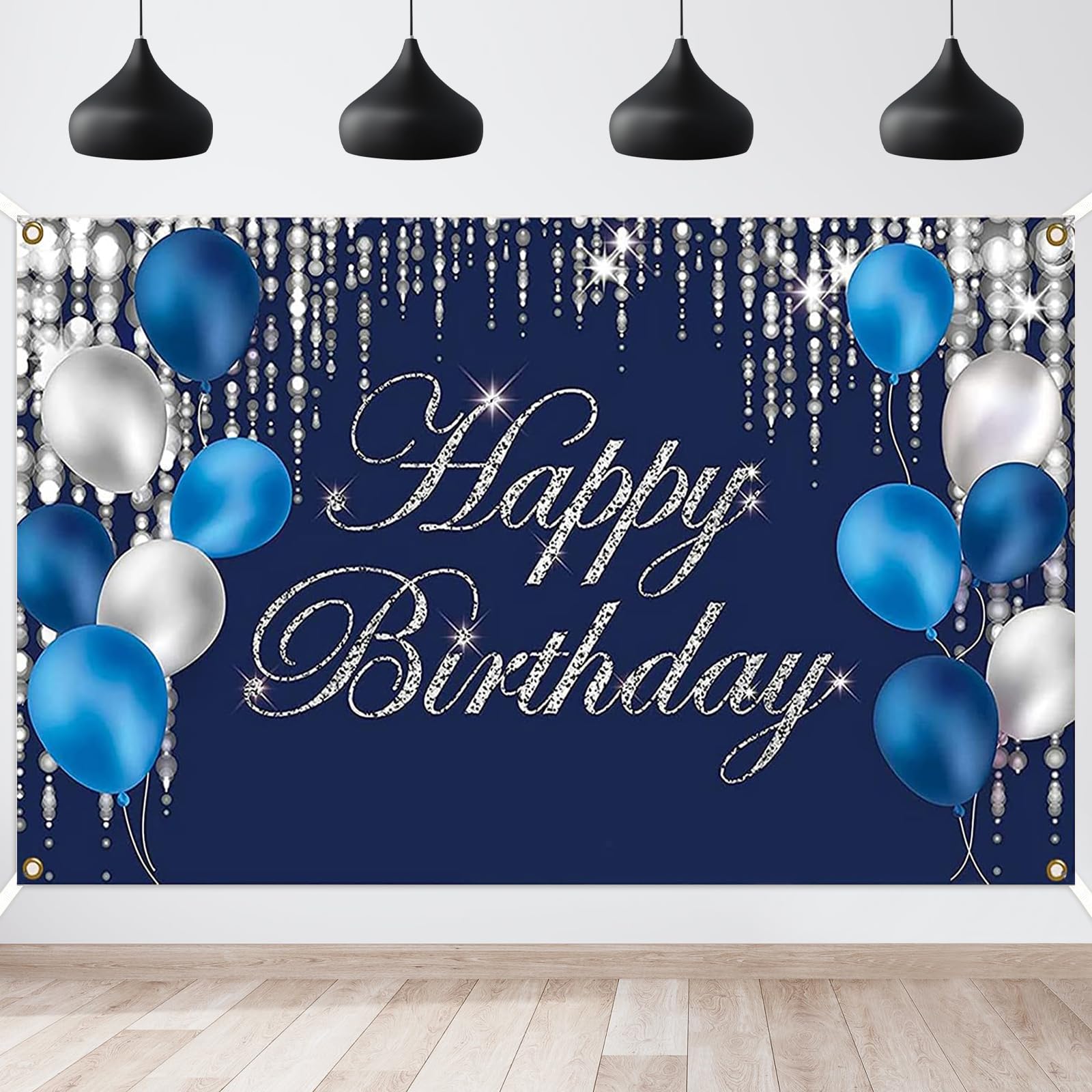 Birthday Banner,180 x 110cm Happy Birthday Banner,Fabric Happy Birthday Background Banners Decorations,Large Size Banners Poster Suitable for Boys Girls,Indoor and Outdoor Party Decoration(Blue)