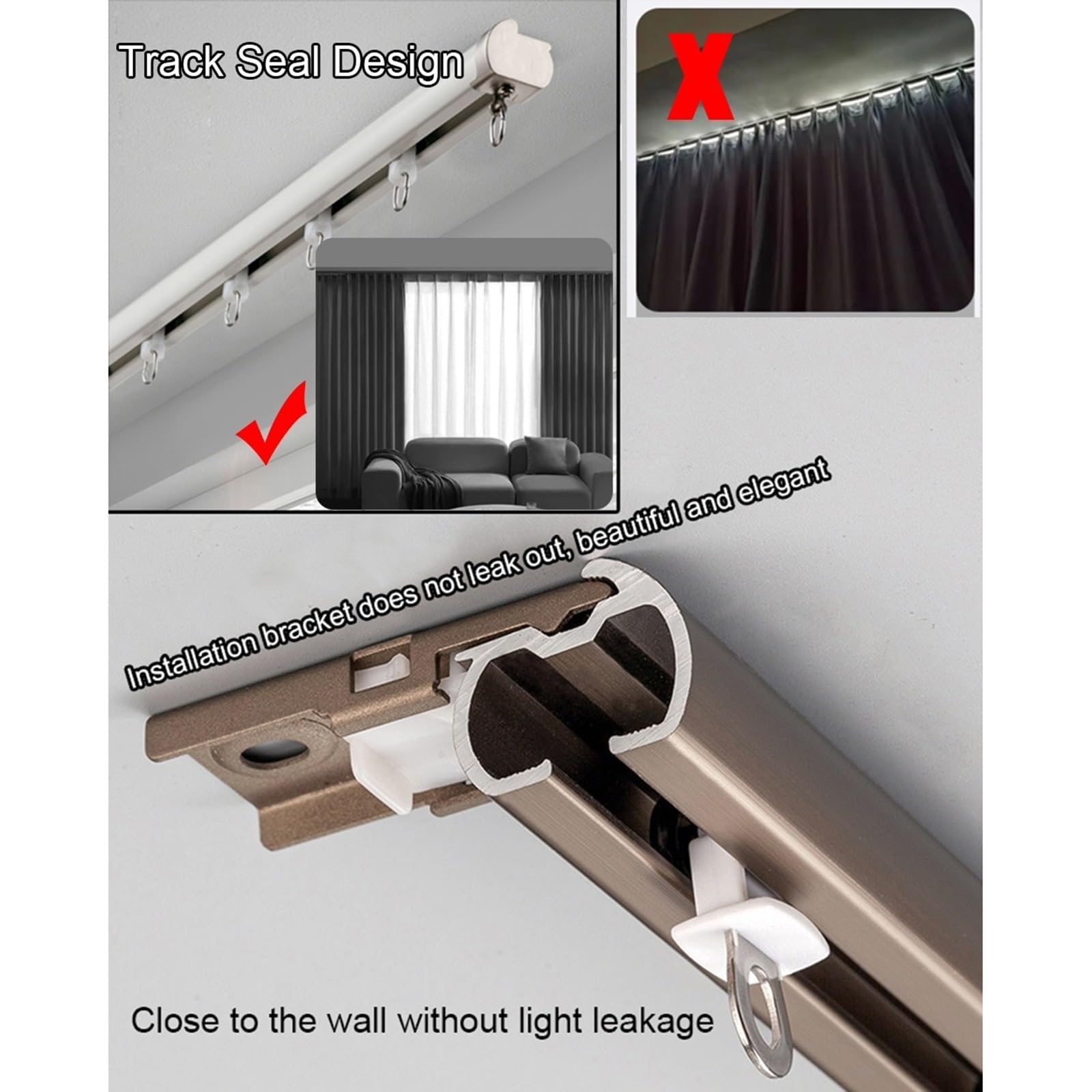Système De Rail De Rideau, Tringle À Rideau 1 M-6 M, Rail Rideaux Plafond Aluminium, Rail De Rideau Robuste, Montage Au Plafond Ou Au Mur, Pour Maison/Bureau(B-Wall Mount,4m(4 * 1m))