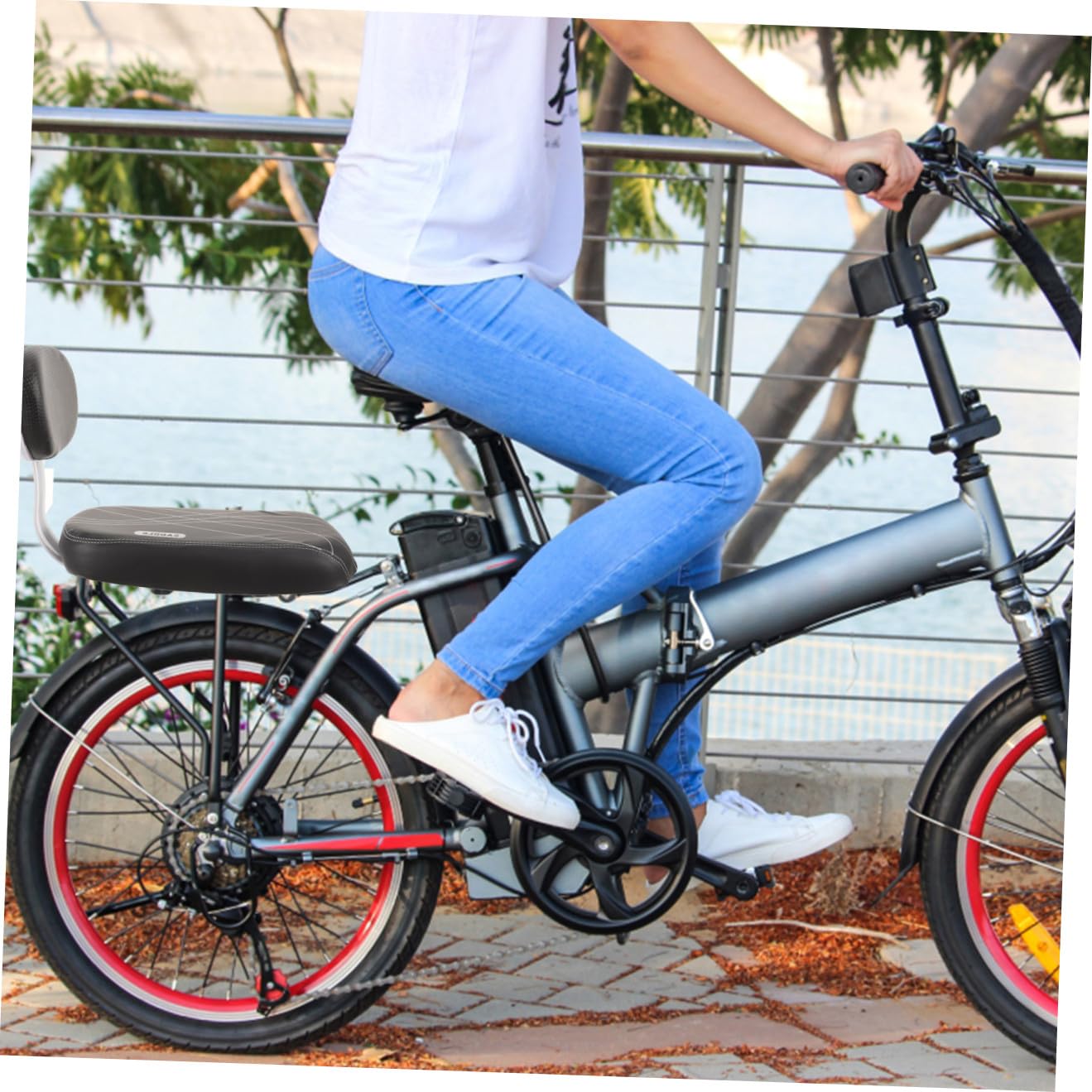 TOYANDONA Cuscino Posteriore per Bici Poggiapiedi in Spugna e Cuoio, Sedile Morbido e Stabile per Bicicletta da Strada e Pieghevole