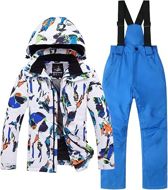kids snowsuit ski suit pants jacket waterproof snowbibs for boys girls raincoat