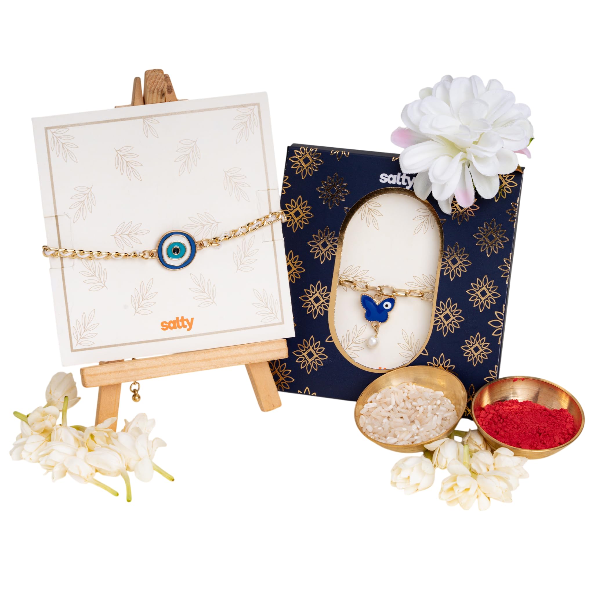 Rangoli Butterfly Evil Eye Rakhi Set for Bhaiya Bhabhi | Stylish & Traditional | Symbol of Love | Premium Designer | Festive of Bhai Bahan | Perfect for Raksha Bandhan Celebrations-image-15