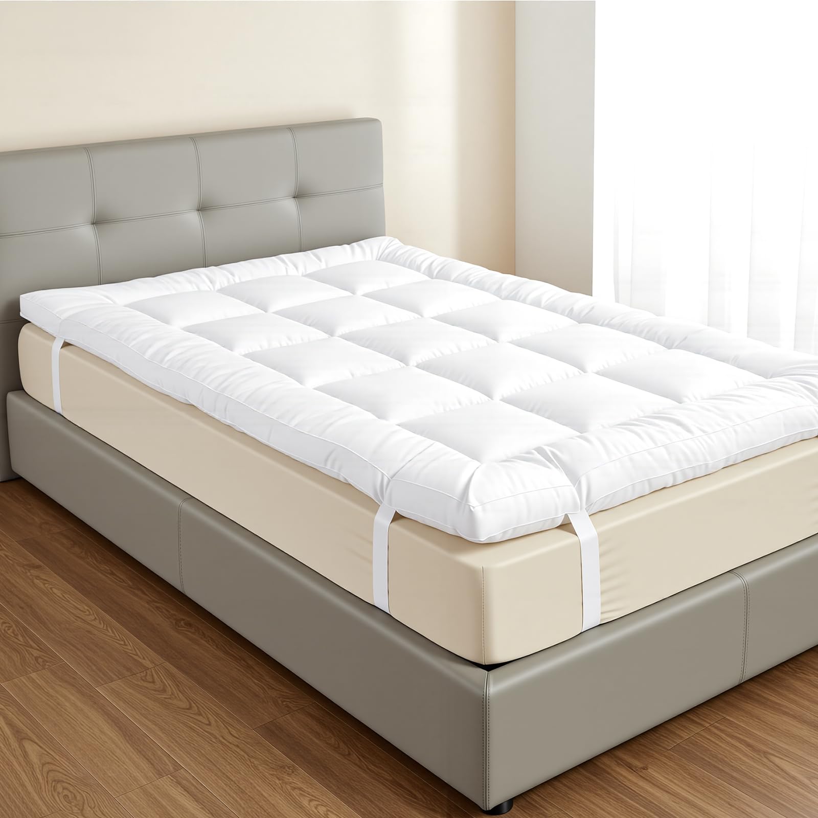 Panana Economy Double Mattress Topper, Hotel Quality Super Soft 6cm Thick 4FT6 Micro Fiber Bed Topper, Anti Allergenic,Pressure Relieving,137 x 190 x 6CM, White