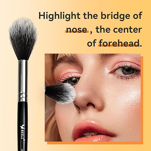 Miniatura 3 de BEILI Brocha de resaltador cónico para resaltar pómulos, bronceador, rubor, contorno de cara, ojos, cejas con crema, polvo, cosméticos minerales