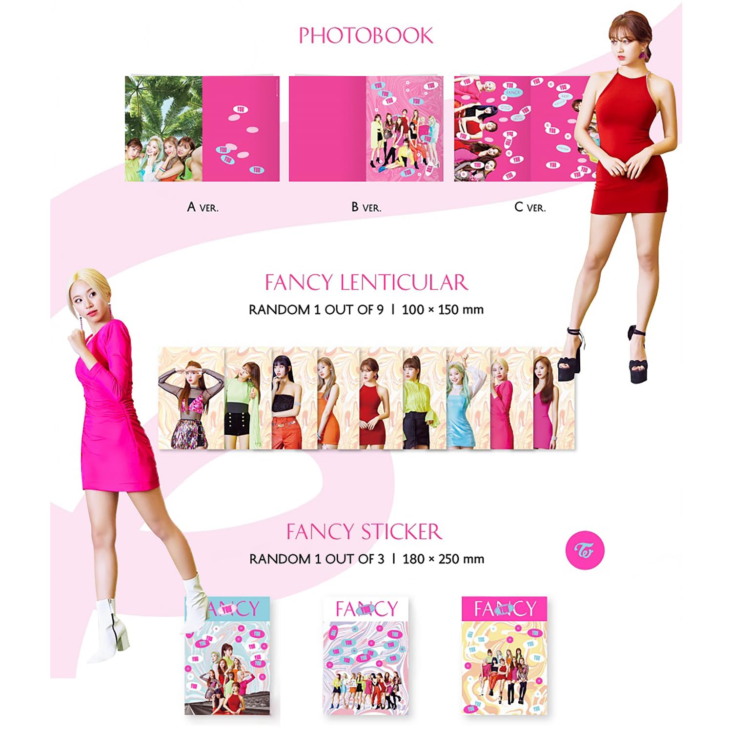 TWICE - 7th Mini Album [FANCY YOU] (C ver.) CD + Photobook + Lenticular Card + Photocards + Sticker + 2 Pin Button Badges