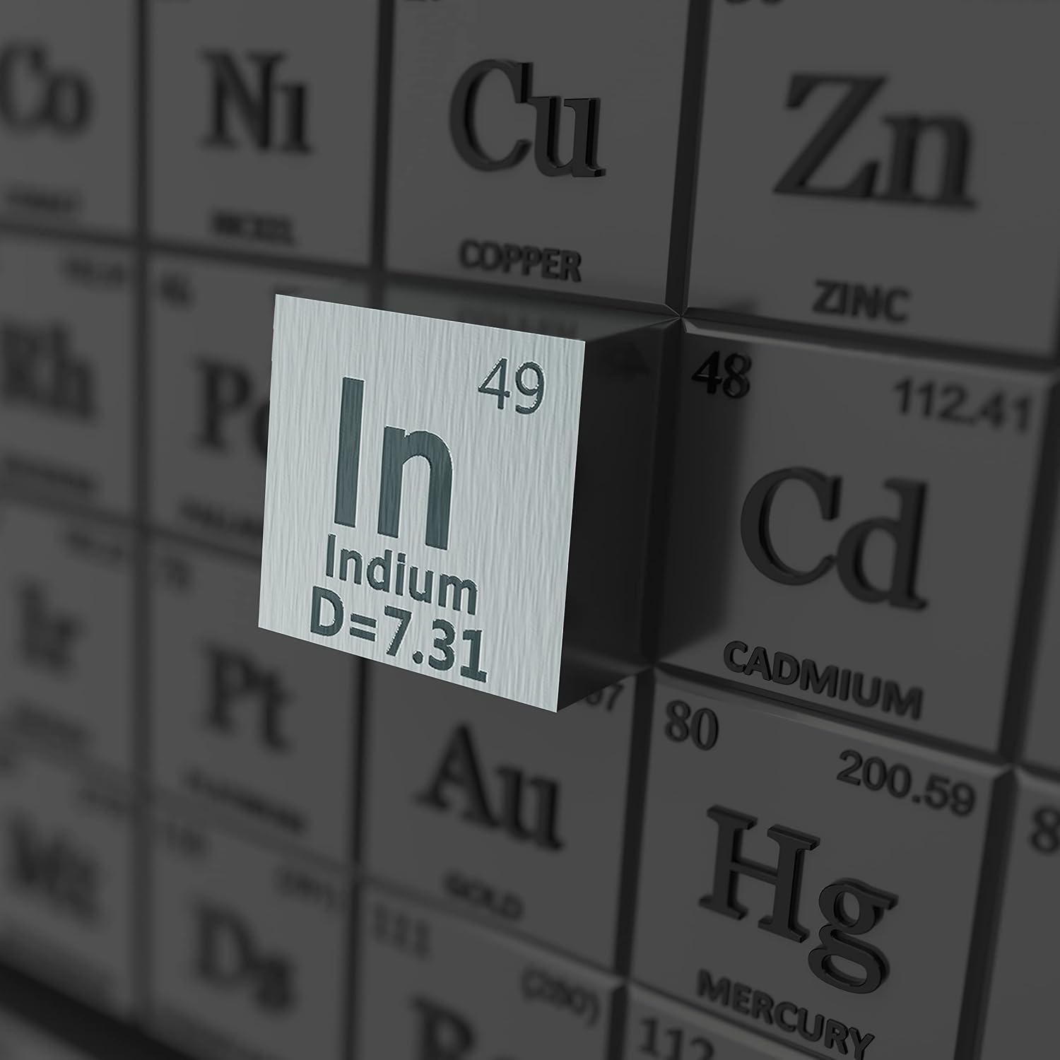 Indium Cube - Metal Element Cubes - Laser Engraved Density Cube Set for a Periodic Table of Elements Collection - (Indium, 1 inch)