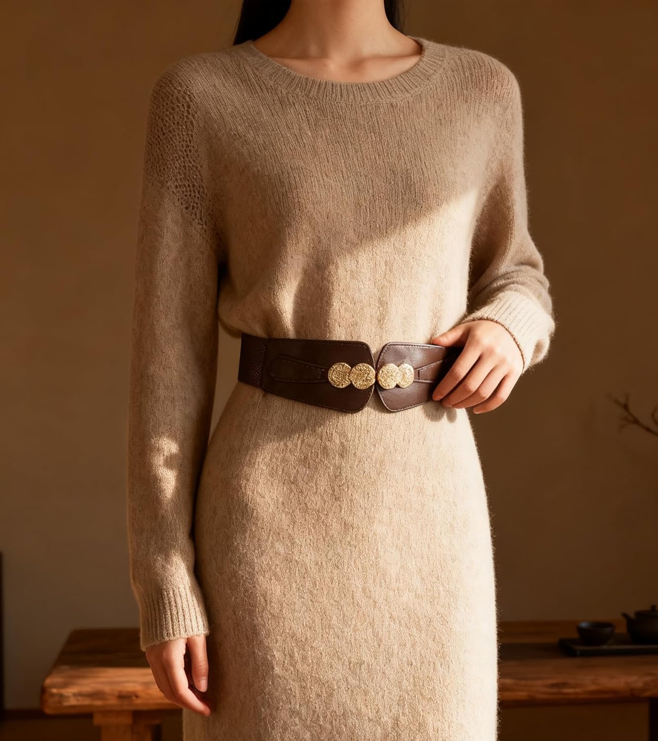 Women Wide Elastic Waist Belt Stretchy Belts for Dress Coats Vintage Ladies Fashion Waistband - Image 2