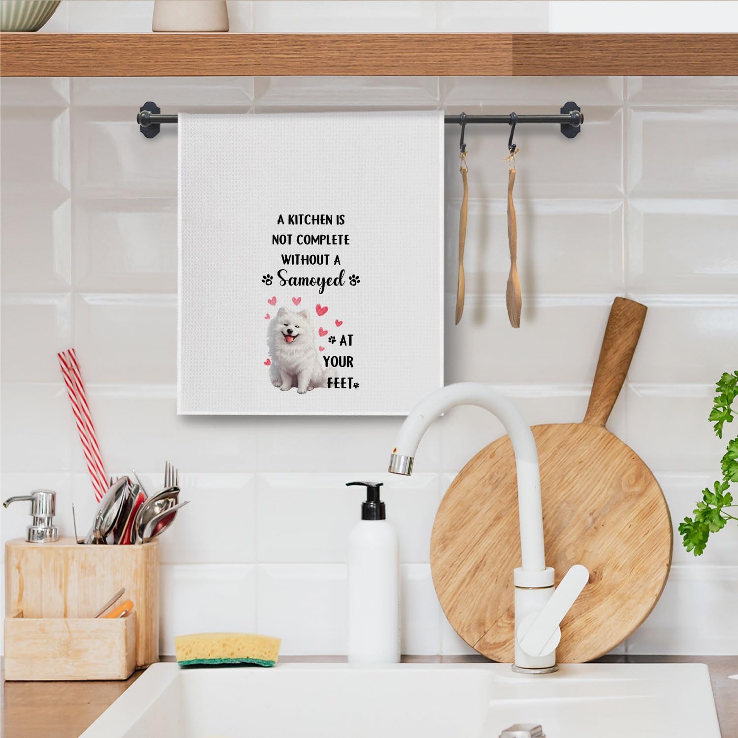 Samoyed Dog Kitchen Towels, A Kitchen is Not Complete Without A Samoyed Gifts for Women Dish Towels, Dog Lover Mom Owner Gifts Decorative Hand Towel, 16x24 Inch - Image 5