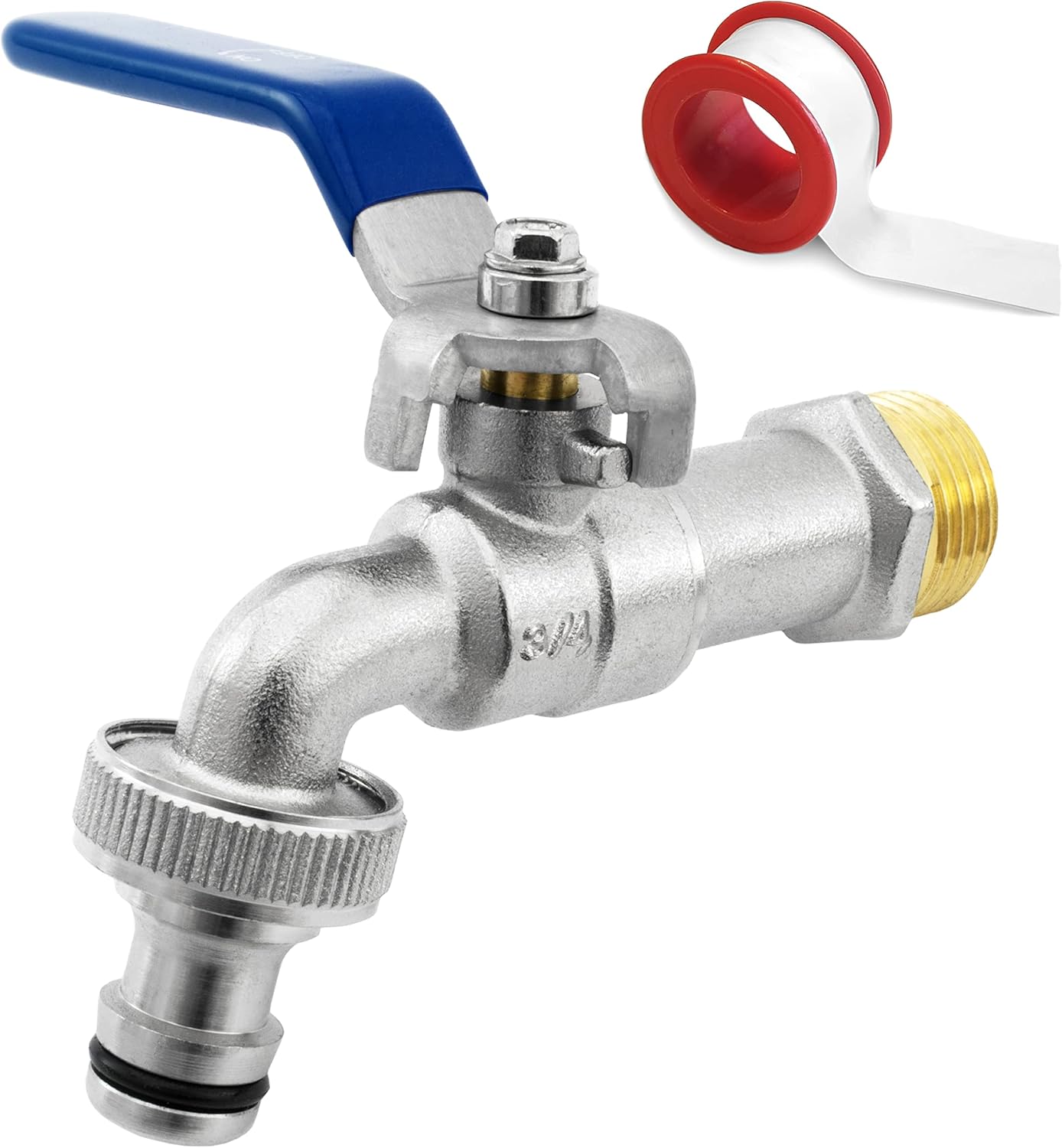 Shyne premium 1/2-3/4 inch brass tap, rust and frost proof, includes hose connector and e-book (English language cannot be guaranteed), for garden, washing machine, rain barrel