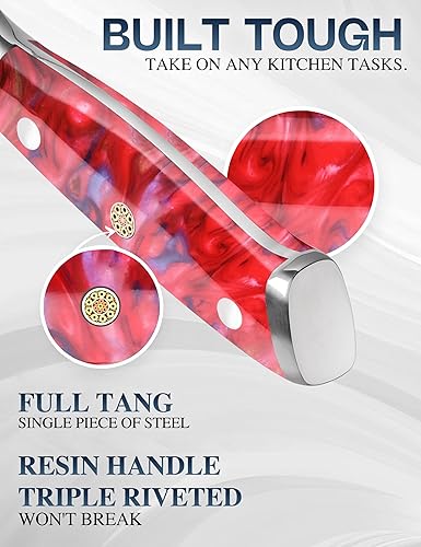 Miniatura 4 de WILDMOK Cuchillos para carne, juego de 4 cuchillos de carne no dentados de 5 pulgadas, cuchillos japoneses de acero Damasco VG10, cuchillos de carne