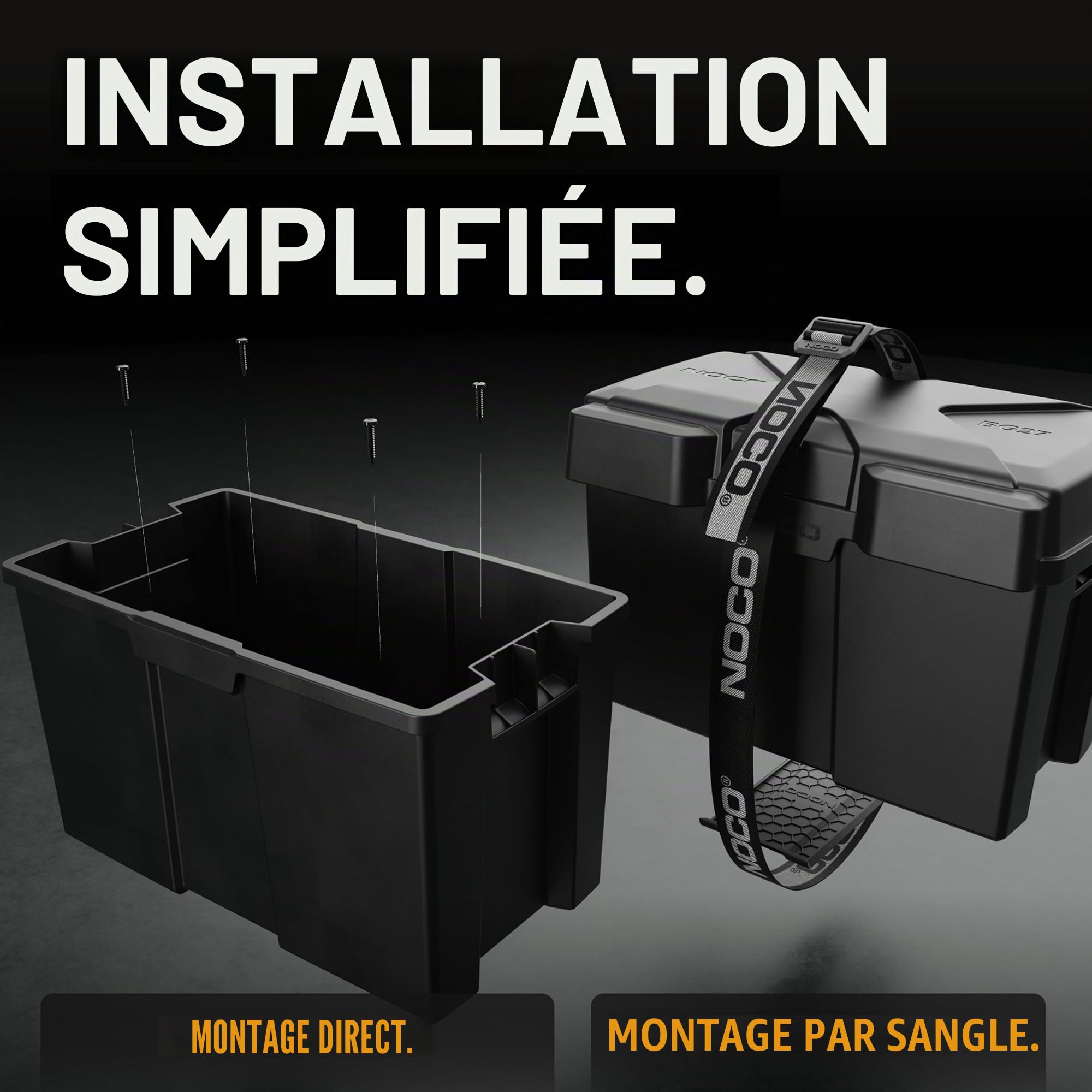 NOCO Snap-Top BG27 Boîte de batterie groupe 27 12 V pour batteries marines, automobiles, camping-cars, bateaux, camping-cars et remorques de voyage