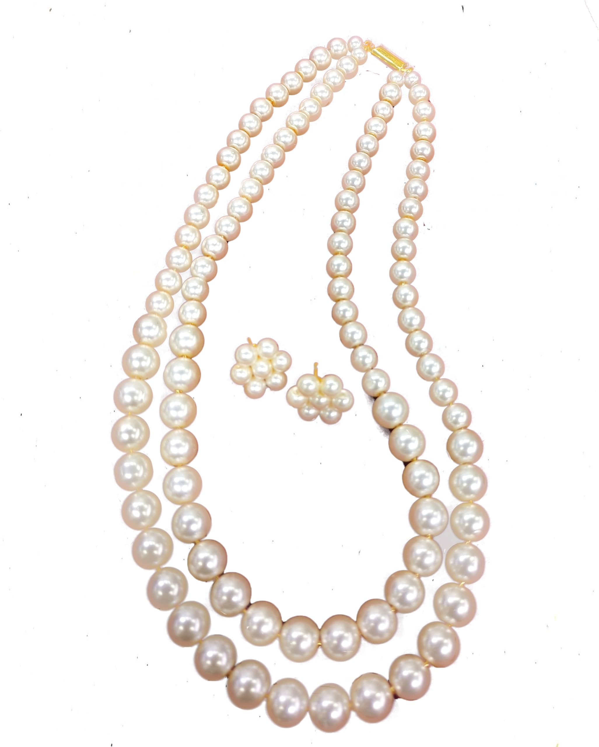 White pearl Jewellery set Double layer Mala with earrings (B0DFJ3BSGF) Amazon Price History, Amazon Price Tracker