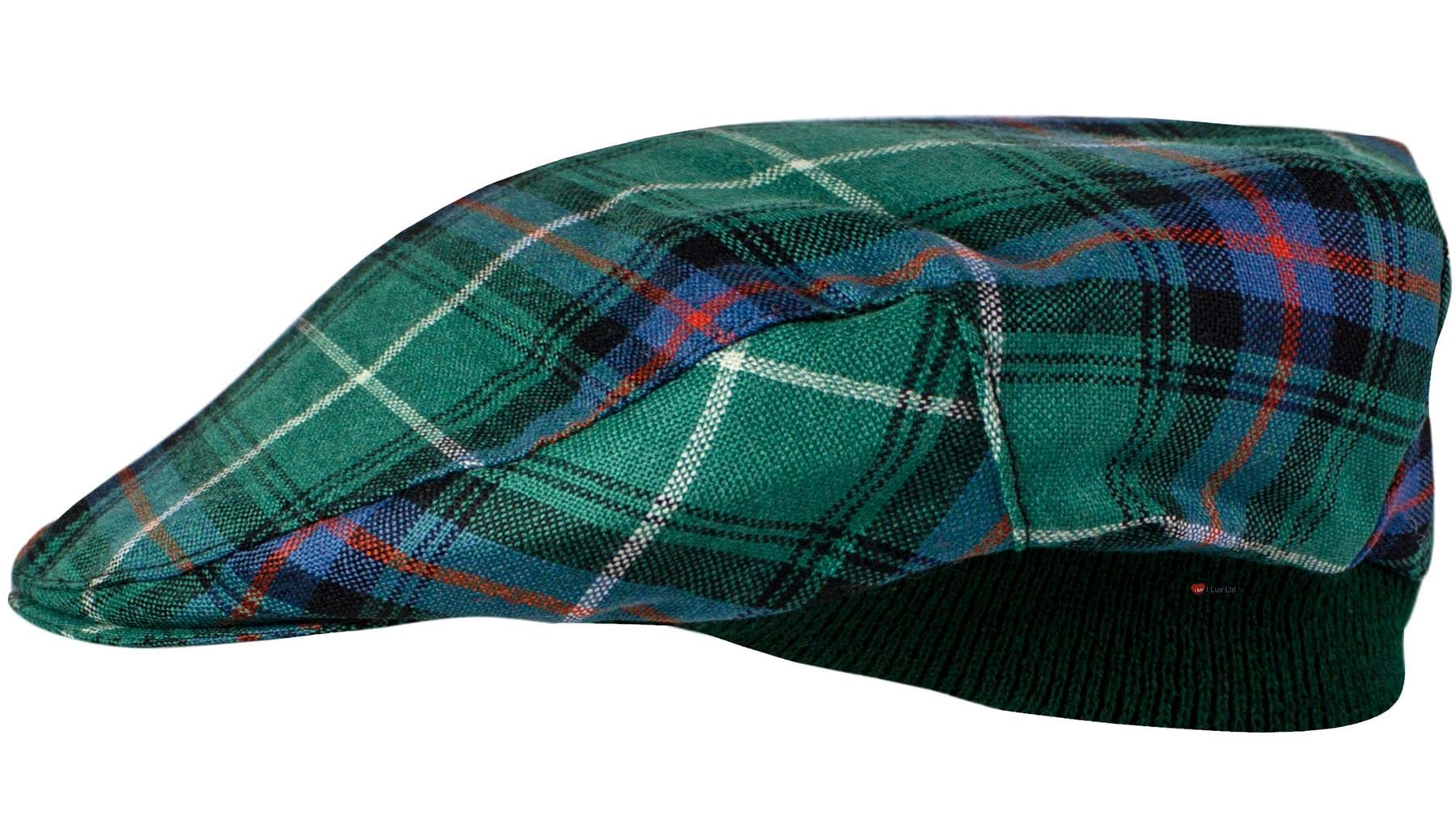 Casquette plate mixte vert bouteille style écossais authentique