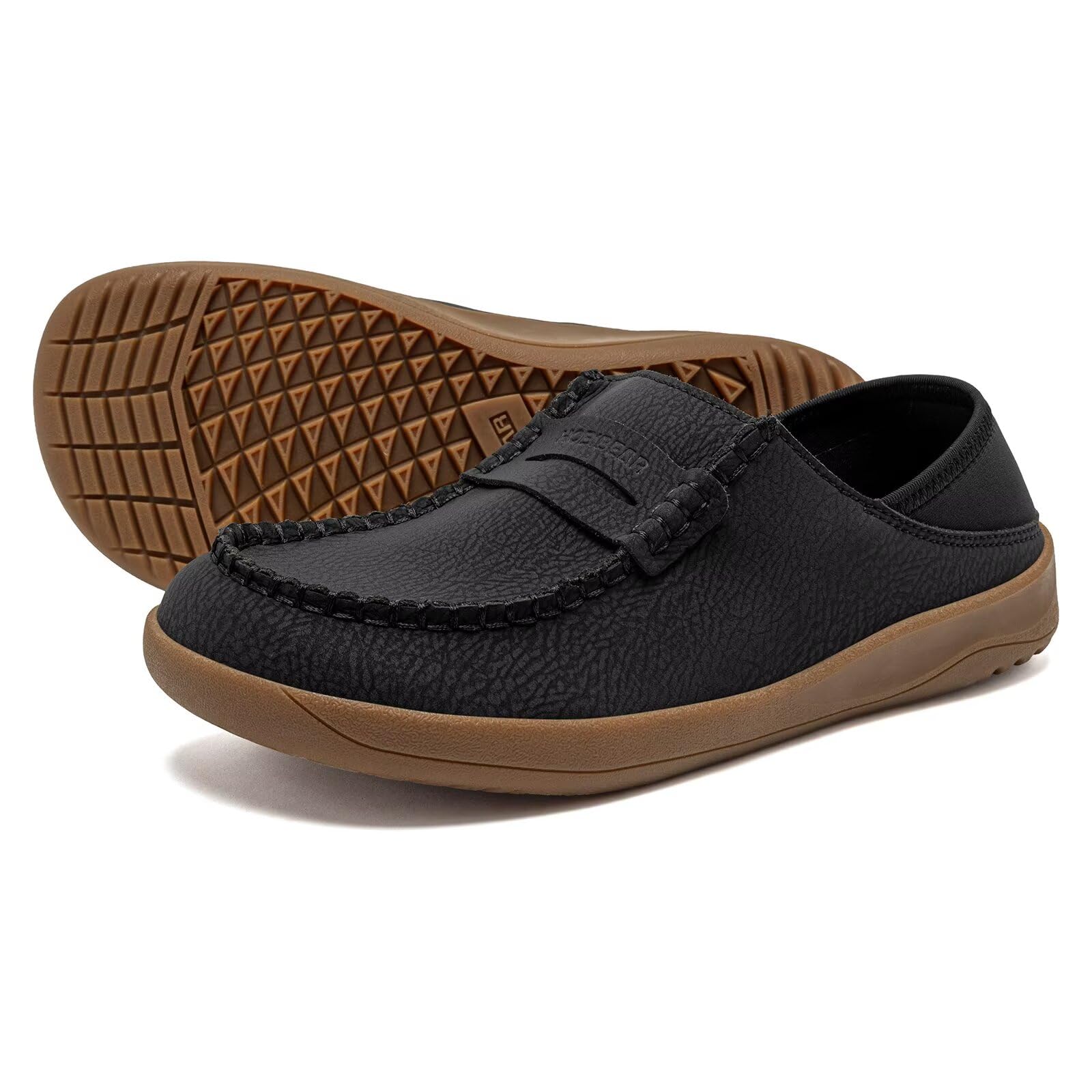 HOBIBEAR Damen Leder Mary Jane Flats | Weite Zehenbox & Barfußschuhe | Breite Komfortschuhe