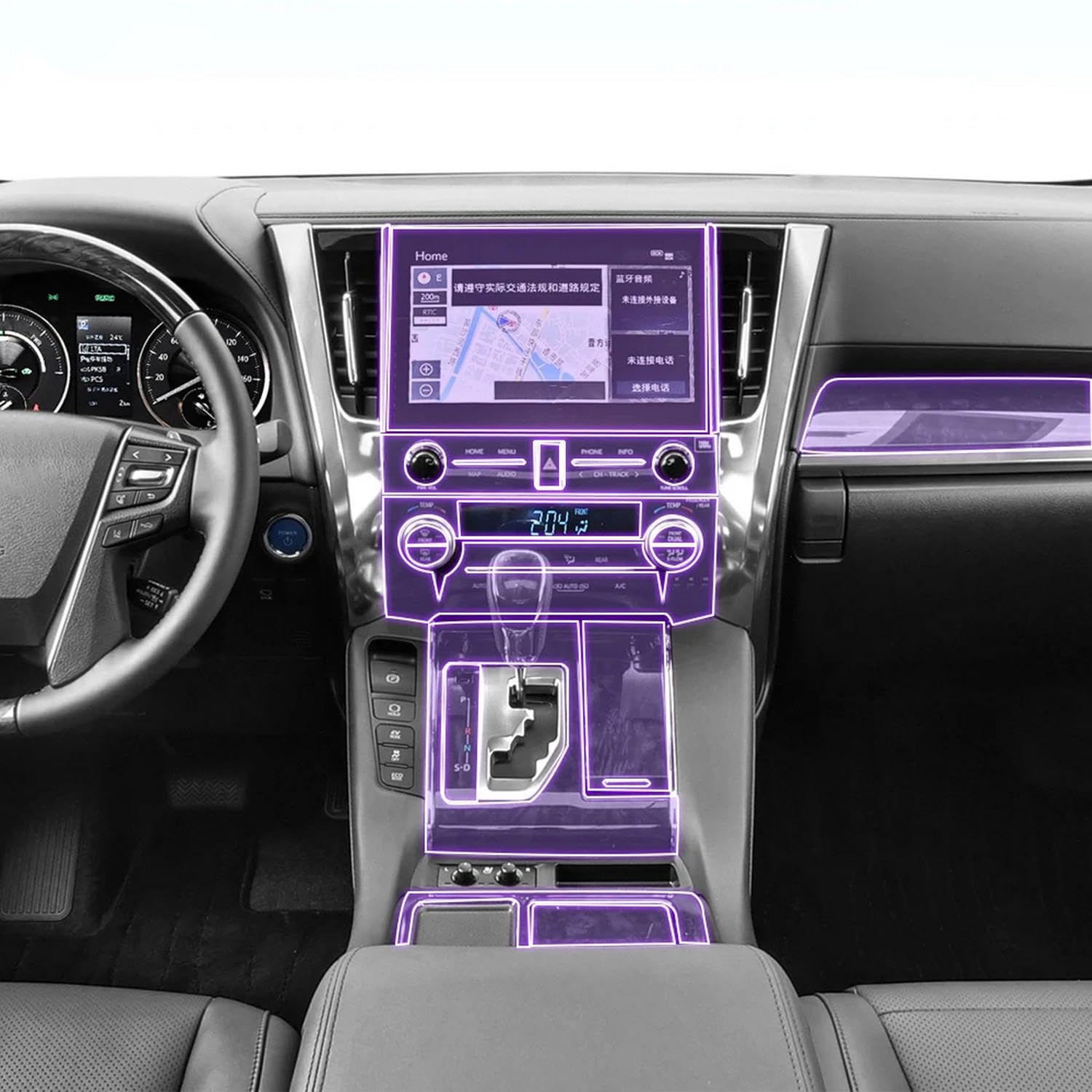 Film protection TPU console centrale pour voyages en Toyota Alpha