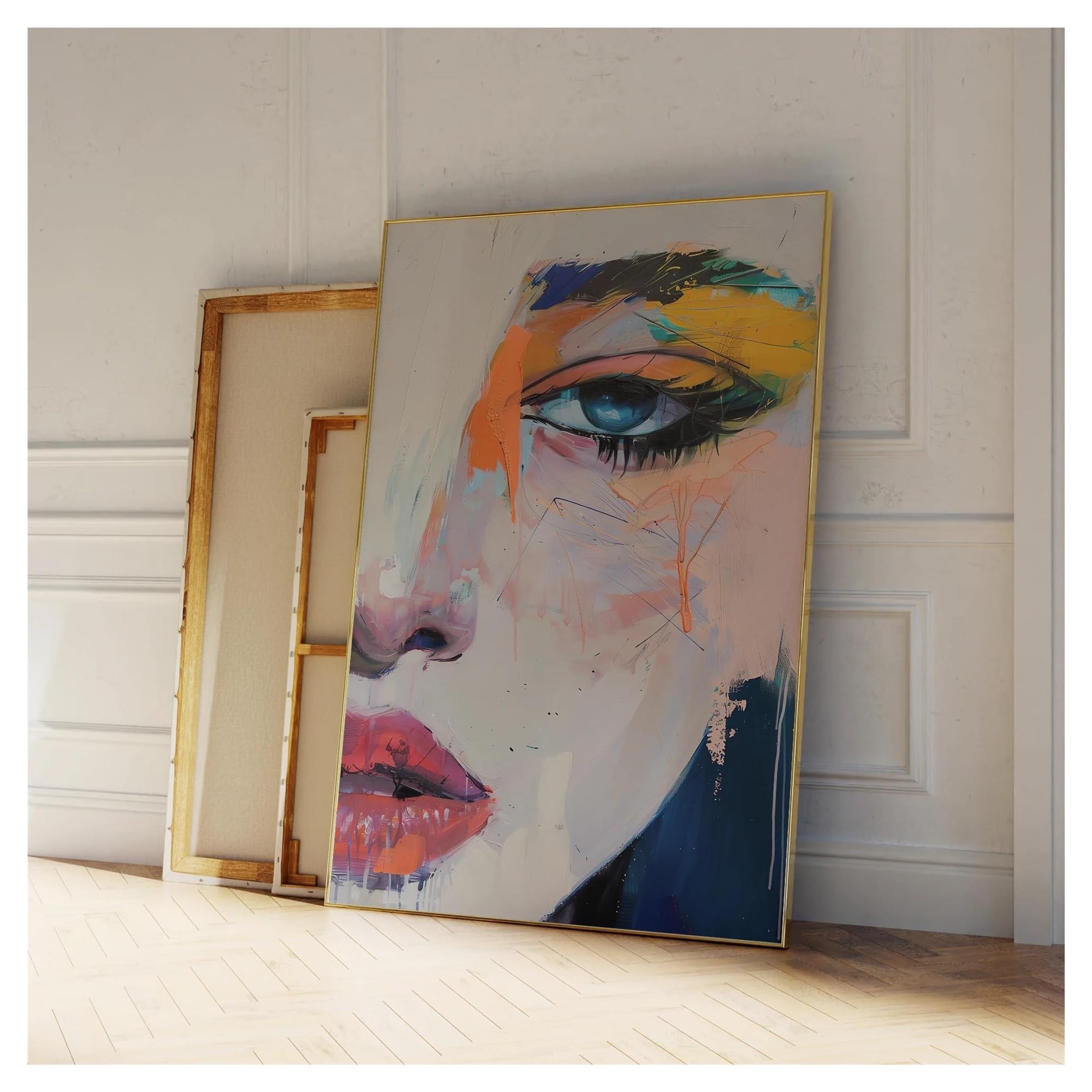 Peinture d'art abstraite moderne aux figures vibrantes pour décor artistique mural