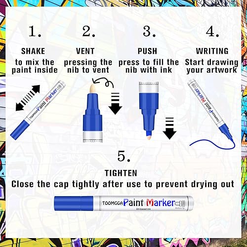 Miniatura 5 de Rotuladores permanentes de pintura azul, paquete de 2 marcadores a base de aceite, de secado rápido e impermeable, neumático de automóvil, metal,