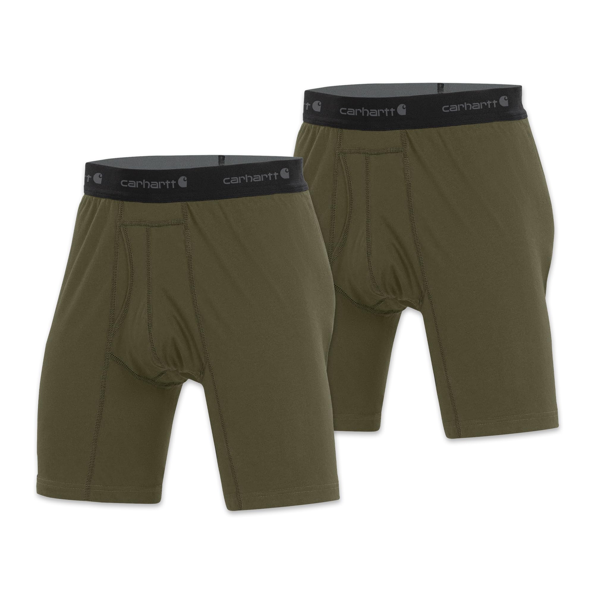 Carhartt Men's 8" Inseam Basic Cotton-Poly Boxer Brief 2-Pack, Burnt, L