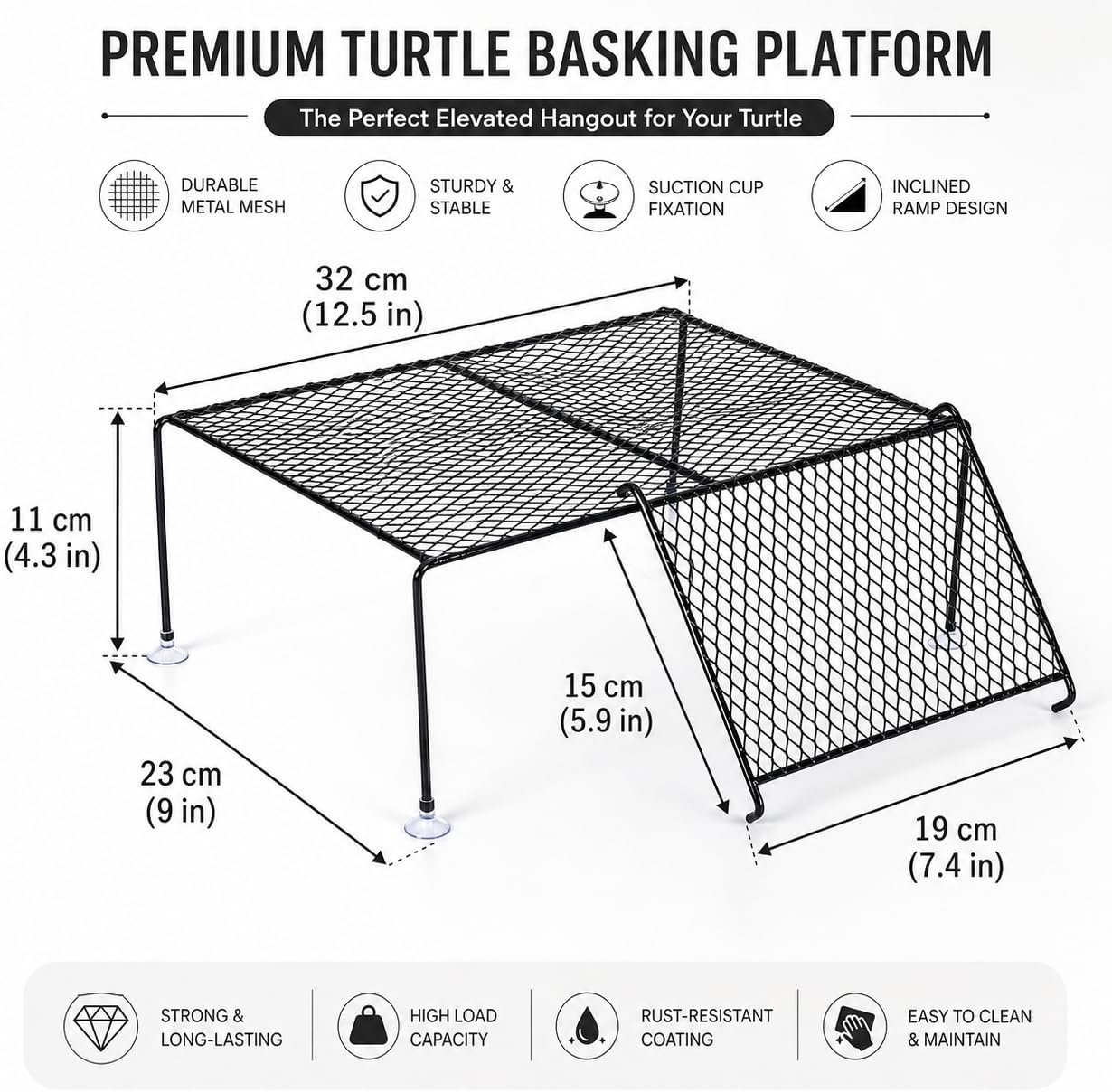 Turtle Basking Platform,Turtle Tank Accessories,Large Standing Dock for Aquatic Turtles Habitat Aquarium Tortoise Ramp Stand Topper Area Ramps Elevated Climbing Reptiles Resting Steel Overpass