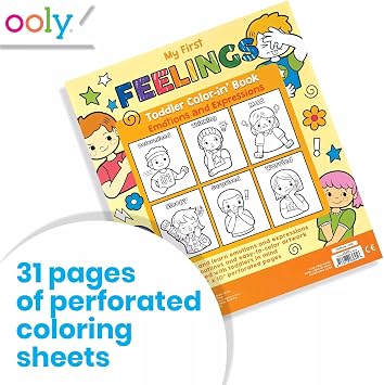 OOLY Coloring Book for Toddlers, 31 Pages My First Feelings