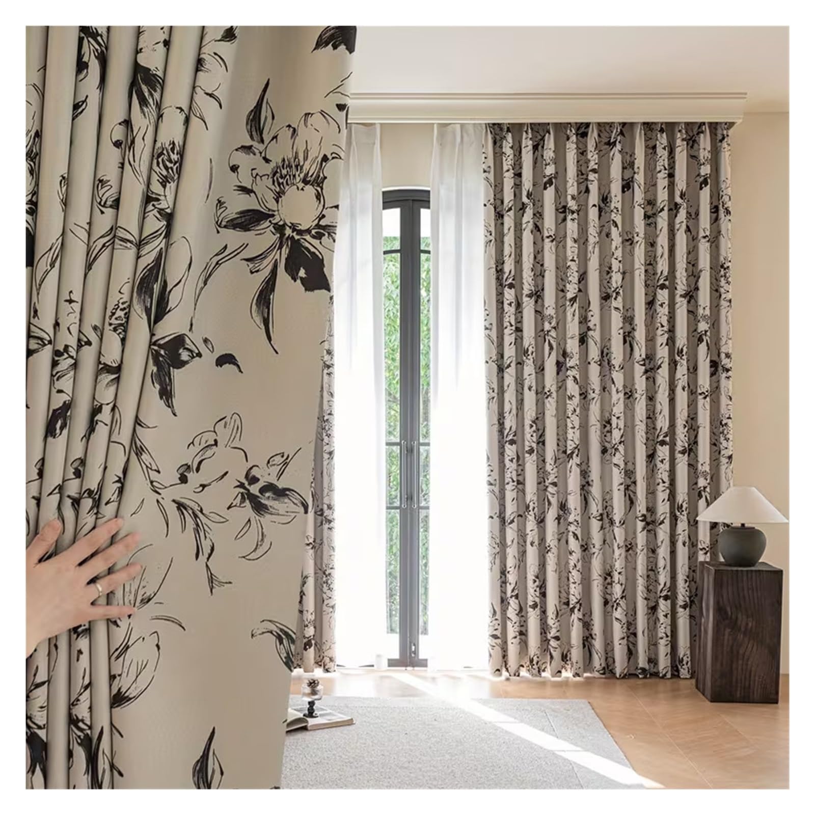 Rideau velours insonorisé 1pc W132xL213 cm pour un salon vintage